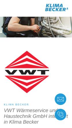 Vorschau der mobilen Webseite www.vwt-waermeservice.de, VWT Wärmeservice und Haustechnik GmbH Güdingen