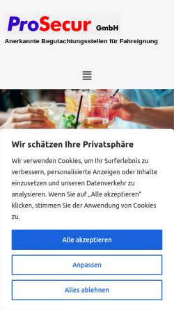 Vorschau der mobilen Webseite www.prosecur.com, ProSecur GmbH
