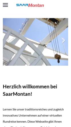Vorschau der mobilen Webseite www.saarmontan.de, Saarmontan Gesellschaft für bergbaubezogene Dienstleistungen mbH Jägersfreude