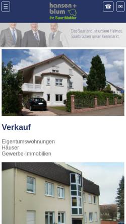 Vorschau der mobilen Webseite www.hansen-blum-immobilien.de, Hansen + Blum Immobilien GmbH