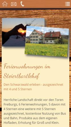 Vorschau der mobilen Webseite www.steiertbartlehof.de, Steiertbartlehof - Ferienwohnungen