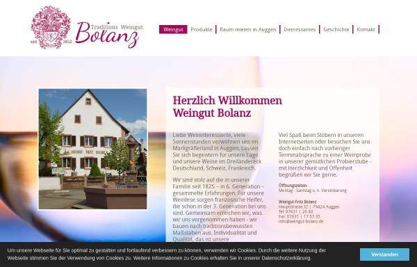 Vorschau von www.weingut-bolanz.de, Weingut Fritz Bolanz