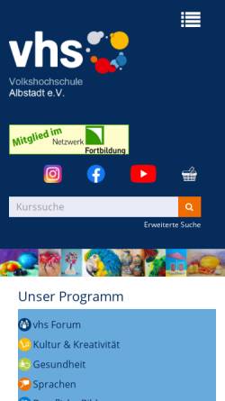 Vorschau der mobilen Webseite www.vhs-albstadt.de, Volkshochschule Albstadt