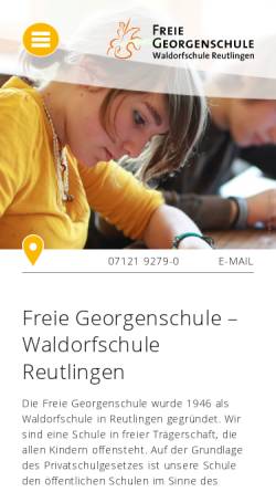 Vorschau der mobilen Webseite www.freie-georgenschule.de, Freie Georgenschule Reutlingen