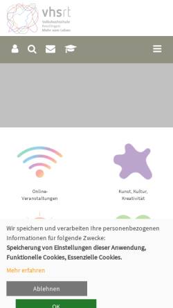 Vorschau der mobilen Webseite www.vhsrt.de, Volkshochschule