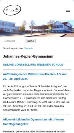 Vorschau der mobilen Webseite www.jkgweil.de, Johannes Kepler Gymnasium