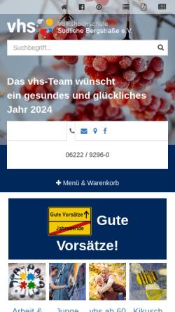Vorschau der mobilen Webseite www.vhs-sb.de, Volkshochschule Südliche Bergstaße e.V.