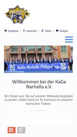 Vorschau der mobilen Webseite www.kage-narhalla.de, KaGeNarhalla Philippsburg e. V.