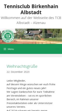 Vorschau der mobilen Webseite www.tcb-albstadt.de, Tennisclub Birkenhain Albstadt e.V.