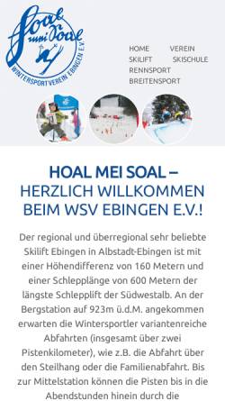 Vorschau der mobilen Webseite www.wintersportvereinebingen.de, Wintersportverein Ebingen e.V.