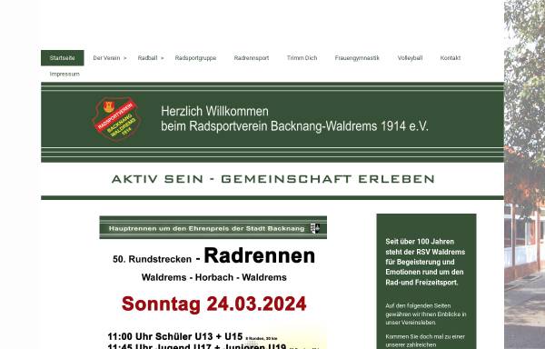Vorschau von www.rsv-waldrems.de, Radsportverein Backnang-Waldrems 1914 e.V.