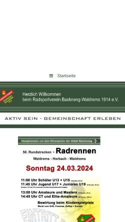 Vorschau der mobilen Webseite www.rsv-waldrems.de, Radsportverein Backnang-Waldrems 1914 e.V.