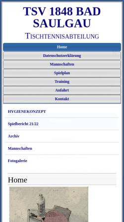 Vorschau der mobilen Webseite tischtennis-badsaulgau.de, TSV 1848 Bad Saulgau Tischtennisabteilung
