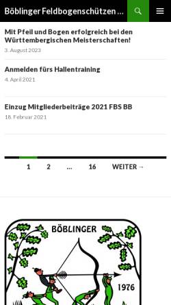 Vorschau der mobilen Webseite www.fbs-boeblingen.de, Feldbogenschützen Böblingen