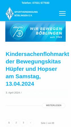 Vorschau der mobilen Webseite www.sv-boeblingen.de, SV Böblingen