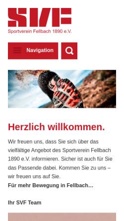 Vorschau der mobilen Webseite www.svfellbach.de, Sportverein Fellbach
