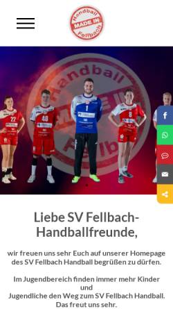 Vorschau der mobilen Webseite www.fellbach-handball.de, SV Fellbach Handball