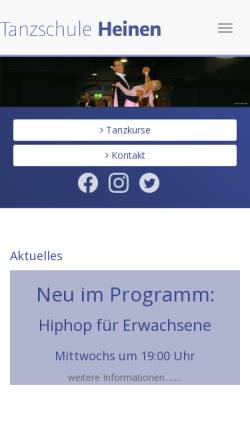 Vorschau der mobilen Webseite www.tanzschuleheinen.de, Tanzschule Heinen
