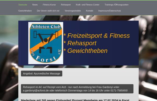 Vorschau von www.acforst.de, Athletenclub Forst e.V.