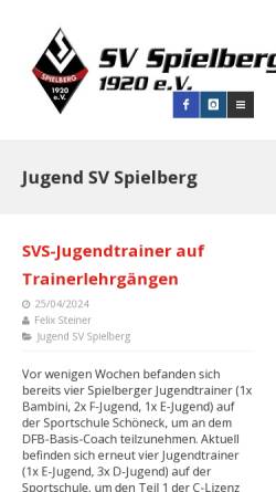 Vorschau der mobilen Webseite www.svspielberg-jugend.de, SV Spielberg - Jugendabteilung