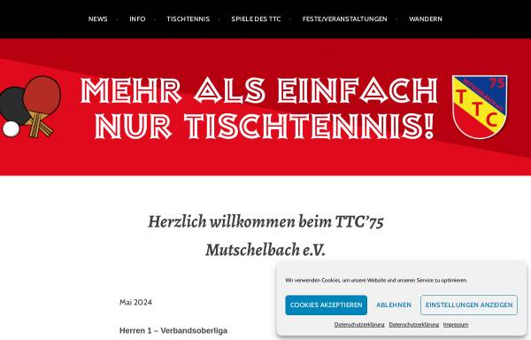 Vorschau von www.ttc75-mutschelbach.de, TTC 75 Mutschelbach e.V. Tischtennisclub Karlsbad Mutschelbach