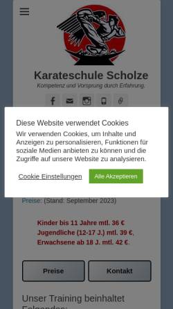 Vorschau der mobilen Webseite www.karateschule-scholze.de, Karate-Schule Franz Scholze