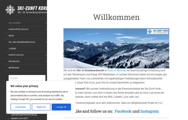 Vorschau von www.ski-zunft-korb.de, Ski-Zunft Korb e.V.