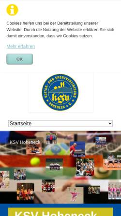 Vorschau der mobilen Webseite www.ksvhoheneck.de, Kultur- und Sport-Vereinigung Hoheneck e.V.