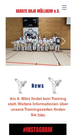 Vorschau der mobilen Webseite www.karate-muellheim.de, Karate-Dojo Müllheim e.V.