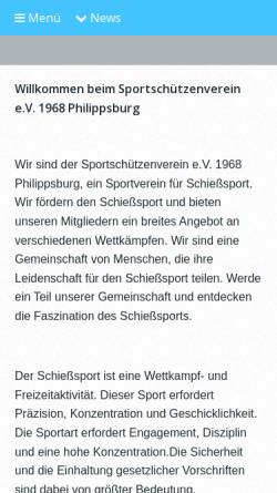 Vorschau der mobilen Webseite www.ssvphilippsburg.de, Sportschützenverein e.V. 1968 Philippsburg