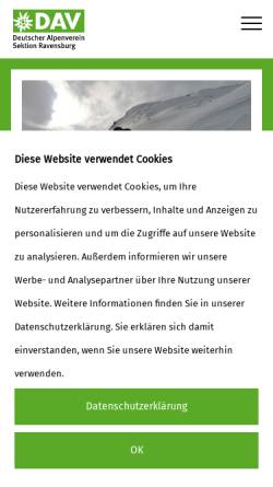 Vorschau der mobilen Webseite www.dav-ravensburg.info, DAV Sektion Ravensburg e.V.