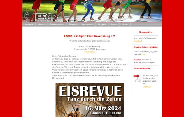 Vorschau von www.escr.de, ESCR - Eis-Sport-Club-Ravensburg e.V.