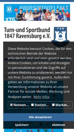Vorschau der mobilen Webseite www.tsb-ravensburg.de, TSB Ravensburg Volleyball