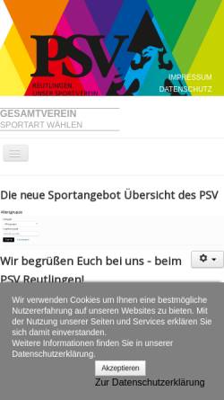 Vorschau der mobilen Webseite psv-reutlingen.de, Polizeisportverein Reutlingen e.V.