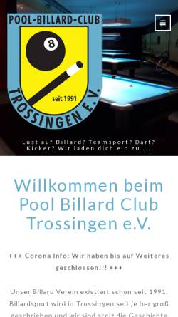 Vorschau der mobilen Webseite www.pbc-trossingen.de, Pool Billard Club Trossingen e.V.