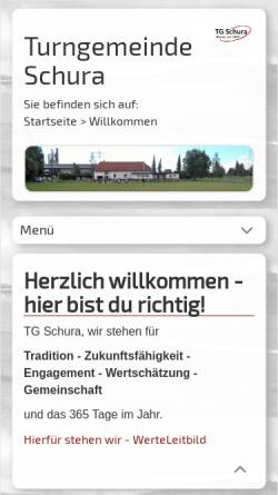 Vorschau der mobilen Webseite www.tg-schura.de, Turngemeinde Schura 1893 e.V.