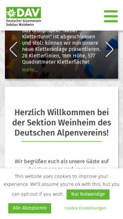 Vorschau der mobilen Webseite www.dav-weinheim.de, Sektion Weinheim im Deutschen Alpenverein
