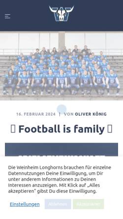 Vorschau der mobilen Webseite www.longhorns-weinheim.de, Weinheim Longhorns