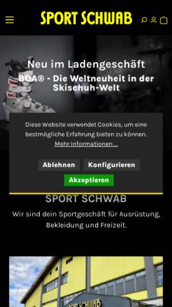 Vorschau der mobilen Webseite www.sportschwab.de, Sport Schwab