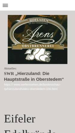 Vorschau der mobilen Webseite www.hofladen-arens.de, Hofladen Arens