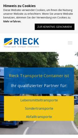Vorschau der mobilen Webseite www.rieck-tc.de, Rieck-Containerdienst und Transporte in Abtsgmünd-Pommertsweiler