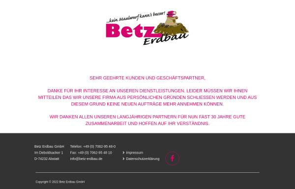 Vorschau von www.betz-erdbau.de, Betz Erdbau