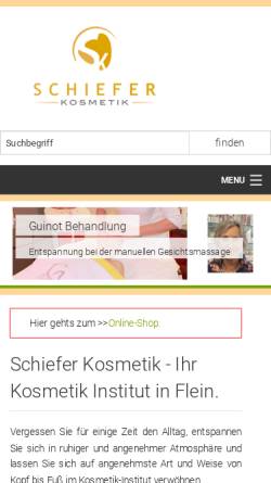 Vorschau der mobilen Webseite www.schiefer-kosmetik.de, Kosmetik-Institut Schiefer
