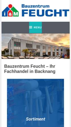 Vorschau der mobilen Webseite www.feucht-backnang.de, Feucht Baustoffe & Fliesen GmbH