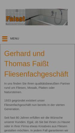 Vorschau der mobilen Webseite www.fliesen-faisst.de, Gerhard Faißt, Fliesenfachgeschäft