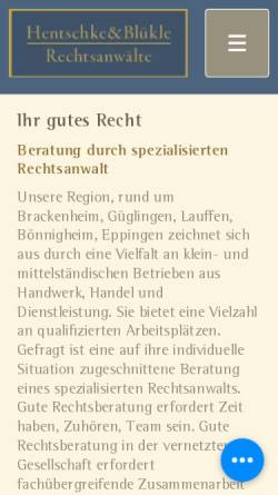 Vorschau der mobilen Webseite www.hentschke-bluekle.de, Rechtsanwälte Hentschke + Blükle