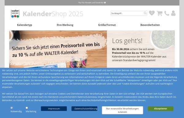 Vorschau von kalender.walter.de, WALTER Medien GmbH