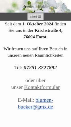 Vorschau der mobilen Webseite www.blumen-bueker.de, Floristik & Kunstgewerbe Büker