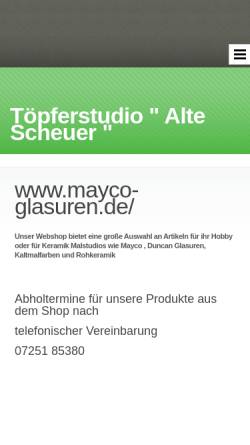 Vorschau der mobilen Webseite www.toepferscheuer.de, Töpferstudio 