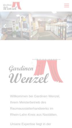 Vorschau der mobilen Webseite www.gardinen-wenzel.de, Raumausstattung Gardinen Wenzel